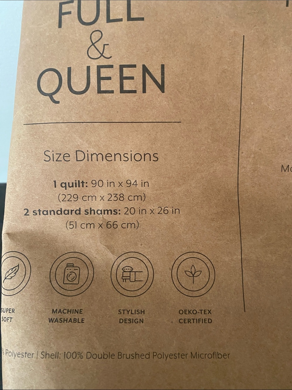 Reversible Quilt Set - Cream & Gray Pattern - Picture 4 of 7